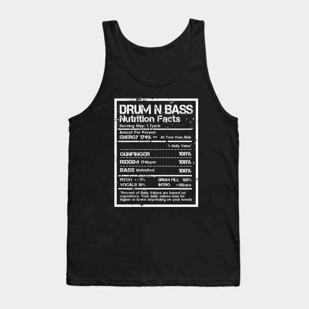 Drum N Bass Nutrition Facts Label ( Distressed Edit ) Tank Top by Wulfland Arts